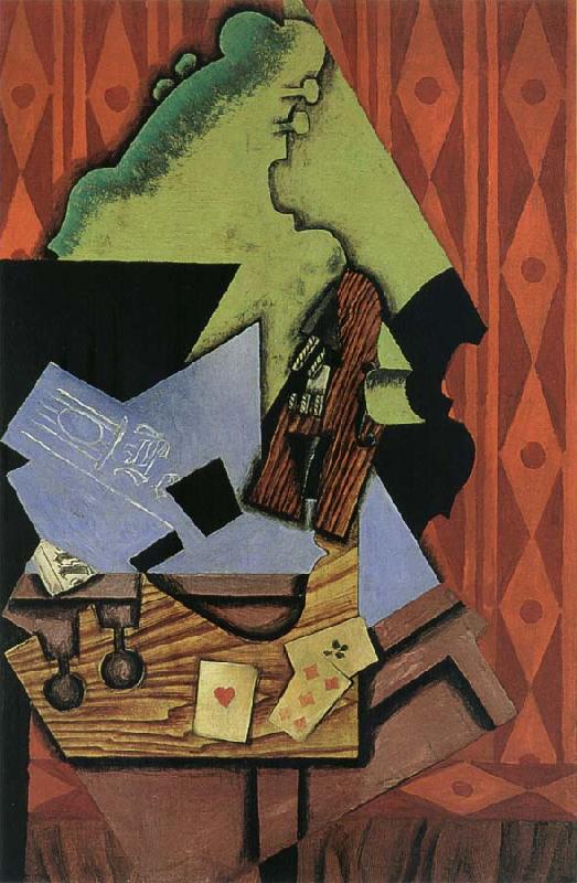 Juan Gris The Fiddle and playing card on the table France oil painting art
